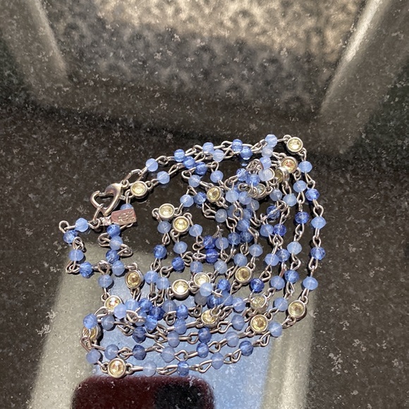 Blue Beaded Necklace - 11” when doubled / 23” Long Closed / 45” Total Length - Picture 3 of 11